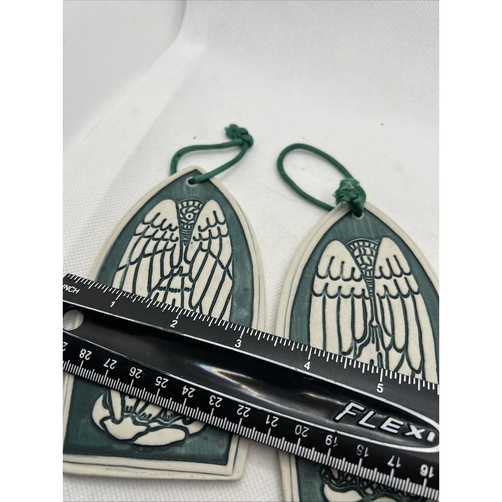 2 angel music musician christmas ornaments unique classic horn guitar green